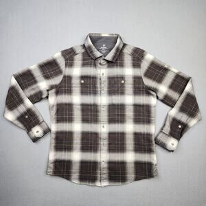 Kuhl The Law Flannel Mens Small Plaid Brickstone Outdoor Hiking Gorpcore